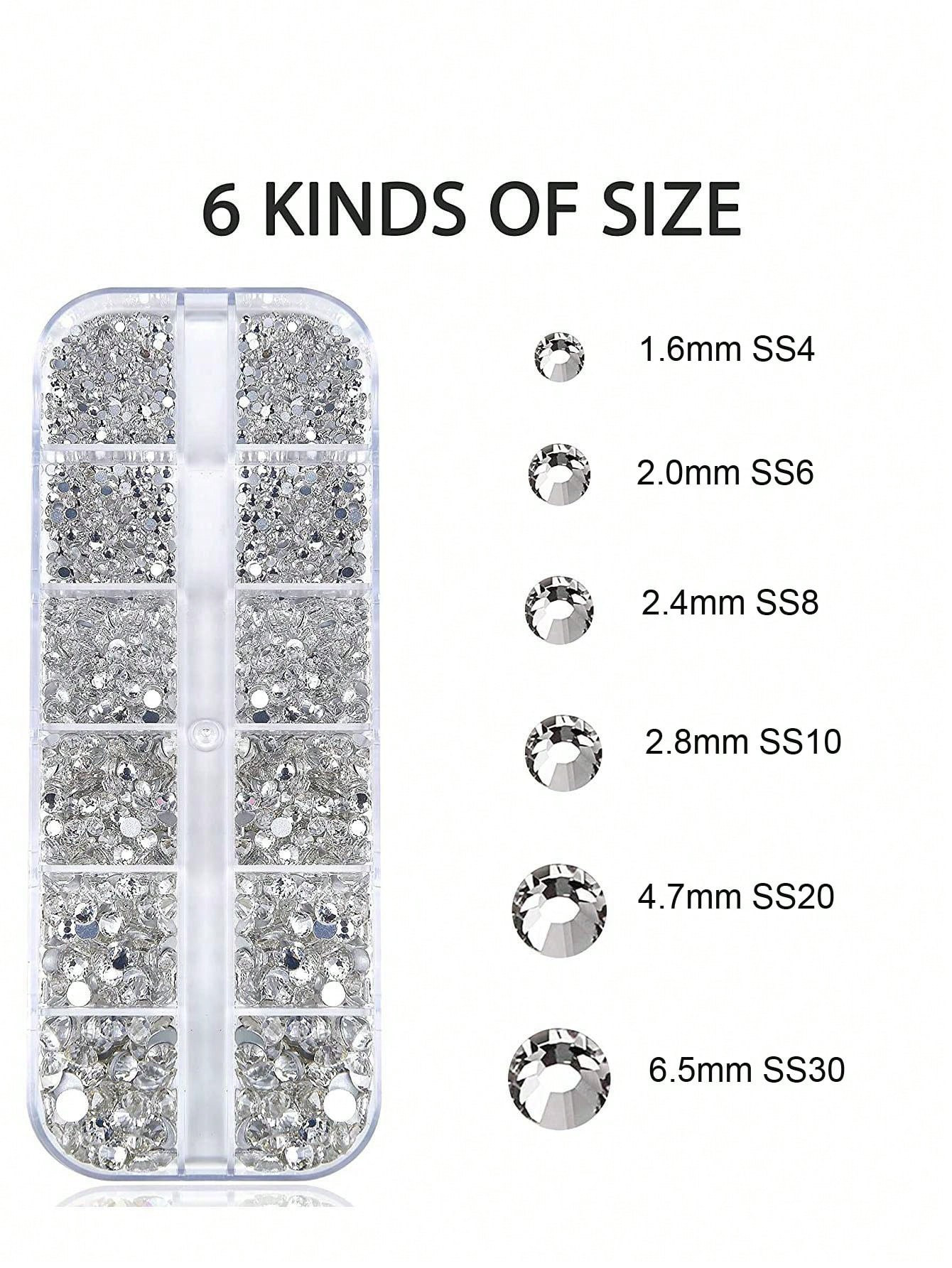 12 Grid Nail Rhinestones 1.5mm-5mm 3D Nail art Glass Crystal AB + Clear Nail Stones Gems Pearl Cr... | SHEIN