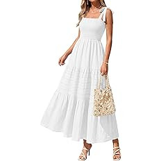 BTFBM Women's 2026 Spring Boho Spaghetti Strap Dress Casual Sleeveless Smocked A Line Beach Sundr... | Amazon (US)