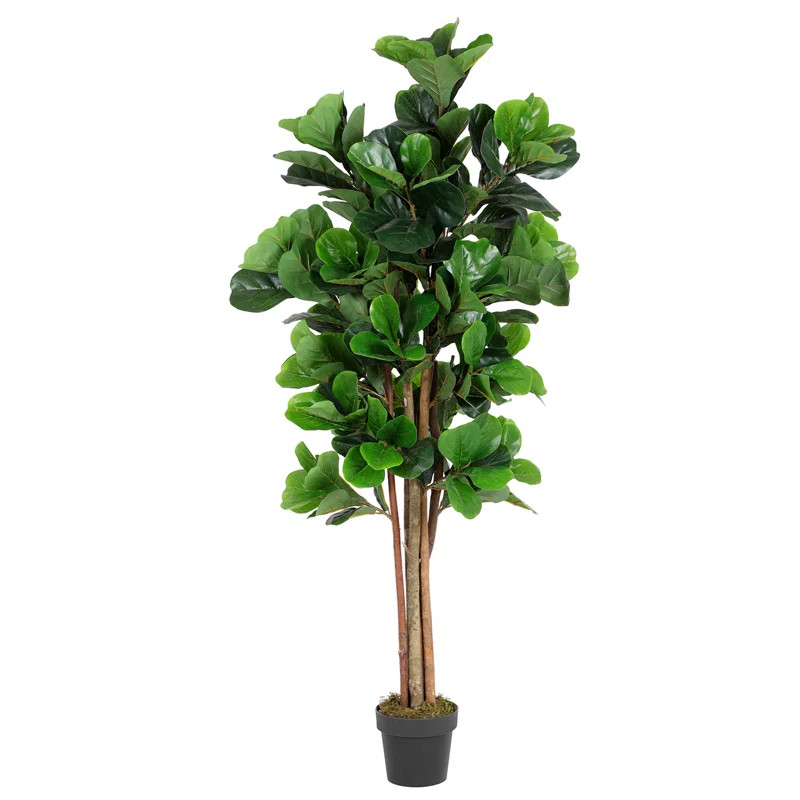 71'' Artificial Fiddle Leaf Fig Tree in Pot | Wayfair North America