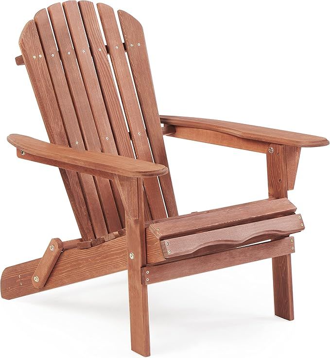 Folding Adirondack Chair Half Pre-Assembled, Outdoor Wood Patio Chair for Garden/Backyard/Firepit... | Amazon (US)