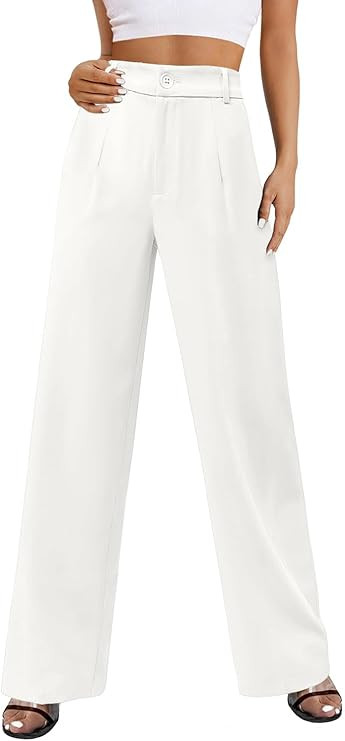 onlypuff Womens Business Pants Wide Leg High Waisted Capris Straight Long Work Trousers with Pock... | Amazon (US)
