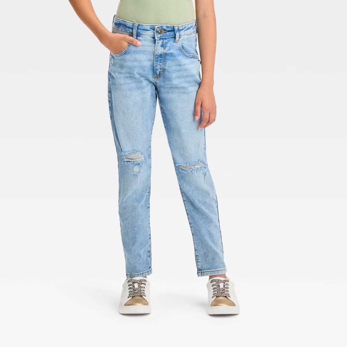 Girls' High-Rise Tapered Cropped Jeans - art class™ | Target