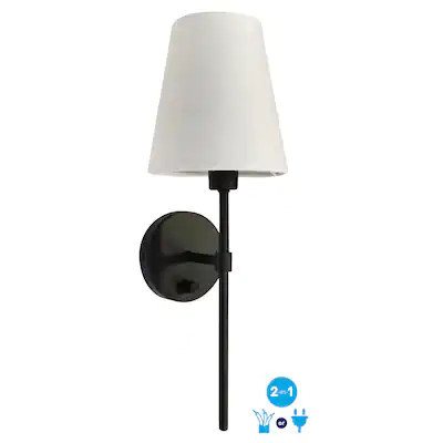 allen + roth Spackman 5.98-in W 1-Light Matte Black Transitional Wall Sconce | Lowe's