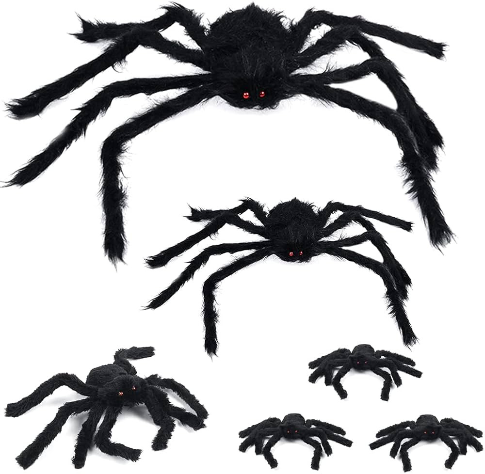 6 PCS Halloween Giant Large Big Spiders Decoration Set, Realistic Hairy Spider with Red Eyes and ... | Amazon (CA)