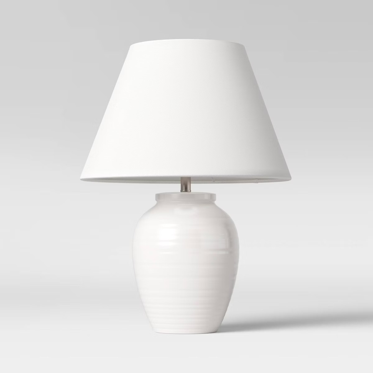 16.5"x13" Turned Ceramic Table Lamp White - Threshold™: Modern Accent, Linen Shade, No Assembly... | Target