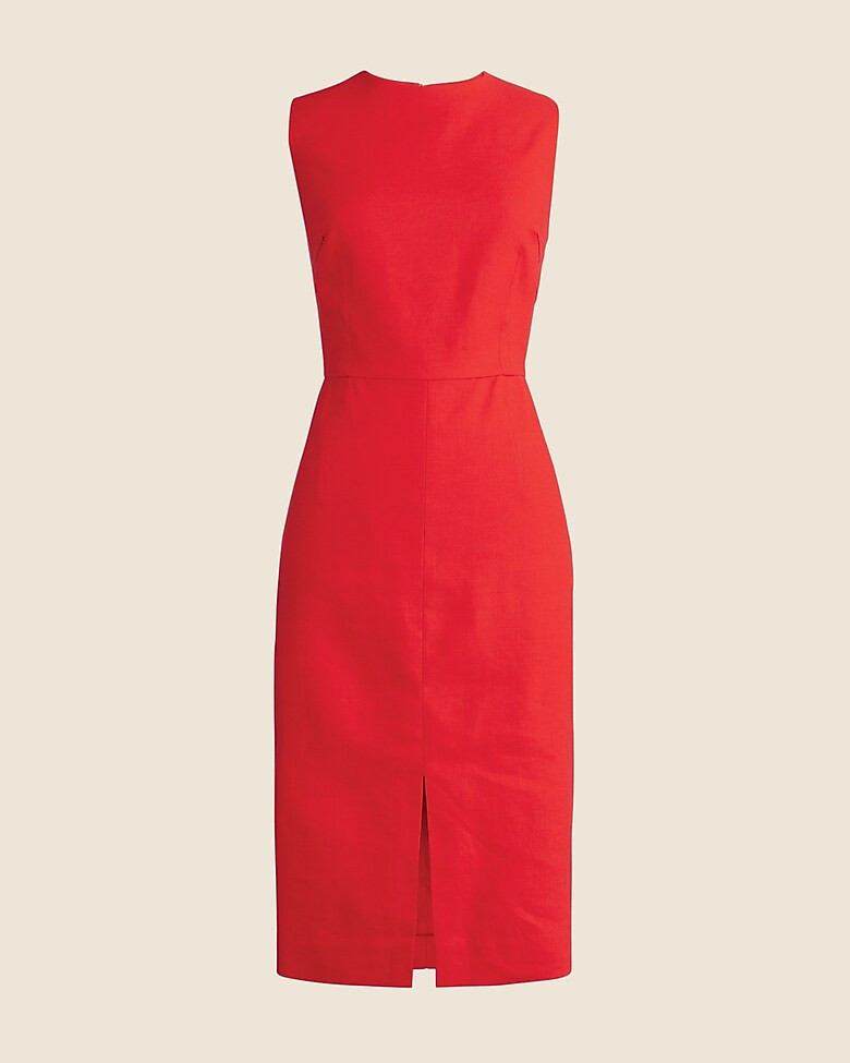 High-neck sheath dress in stretch linen blend | J. Crew US