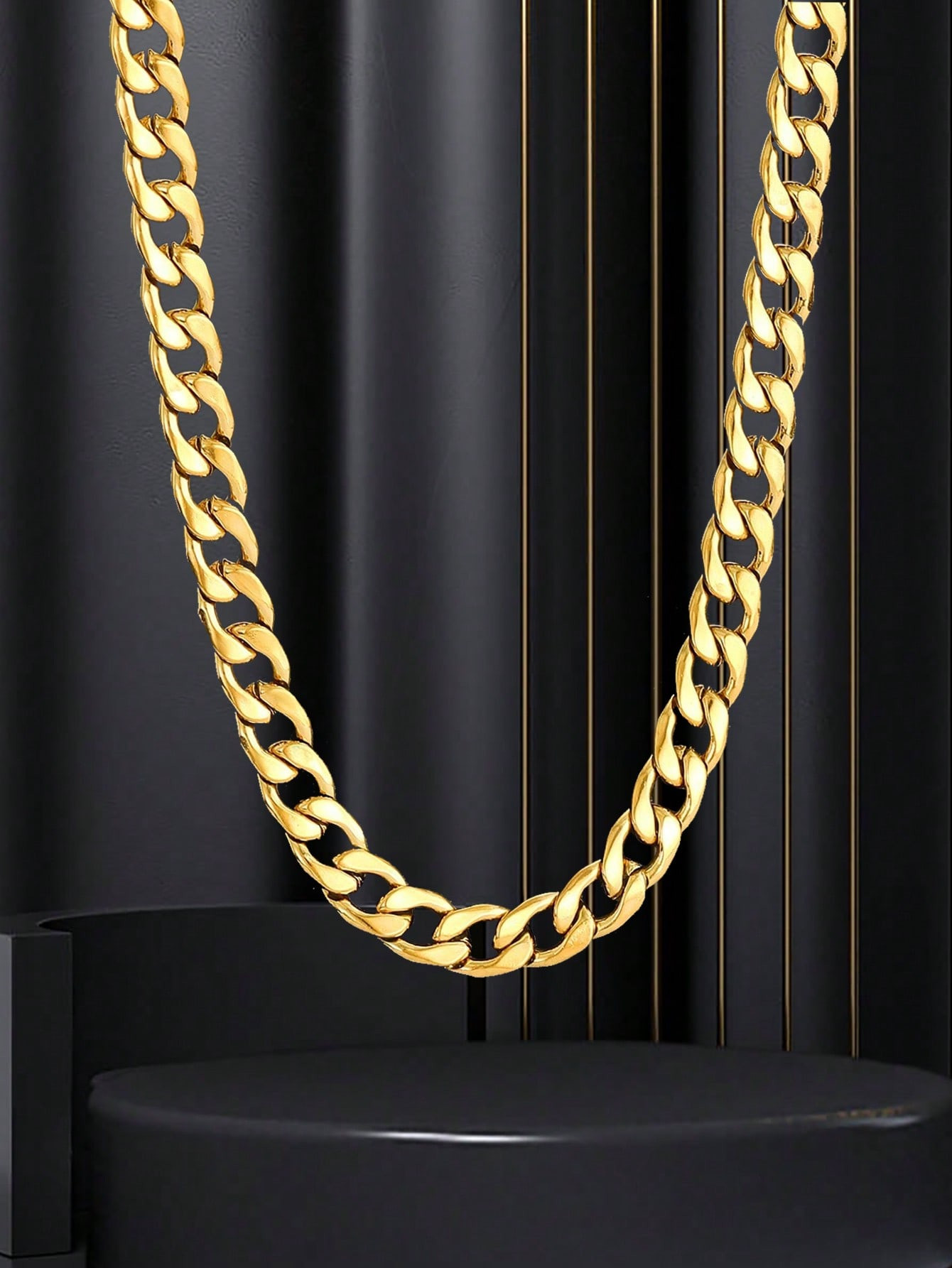 1pc Punk Hip Hop Gold Stainless Steel Curb Chain Necklace For Boys Trendy Street Jewelry For Kids... | SHEIN