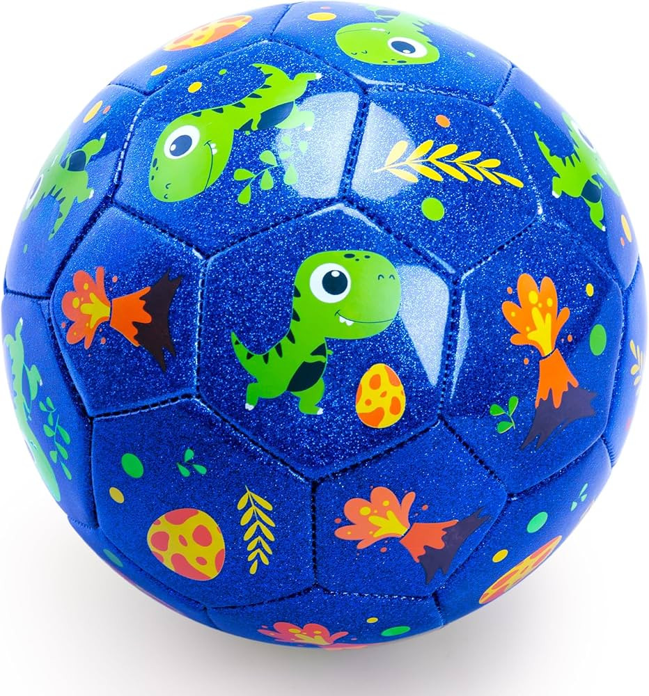 INPODAK Soccer Ball Size 2 for Toddler, Cartoon Dinosaur Blue Soccer Ball for Kids 2 3 4 5 with P... | Amazon (US)