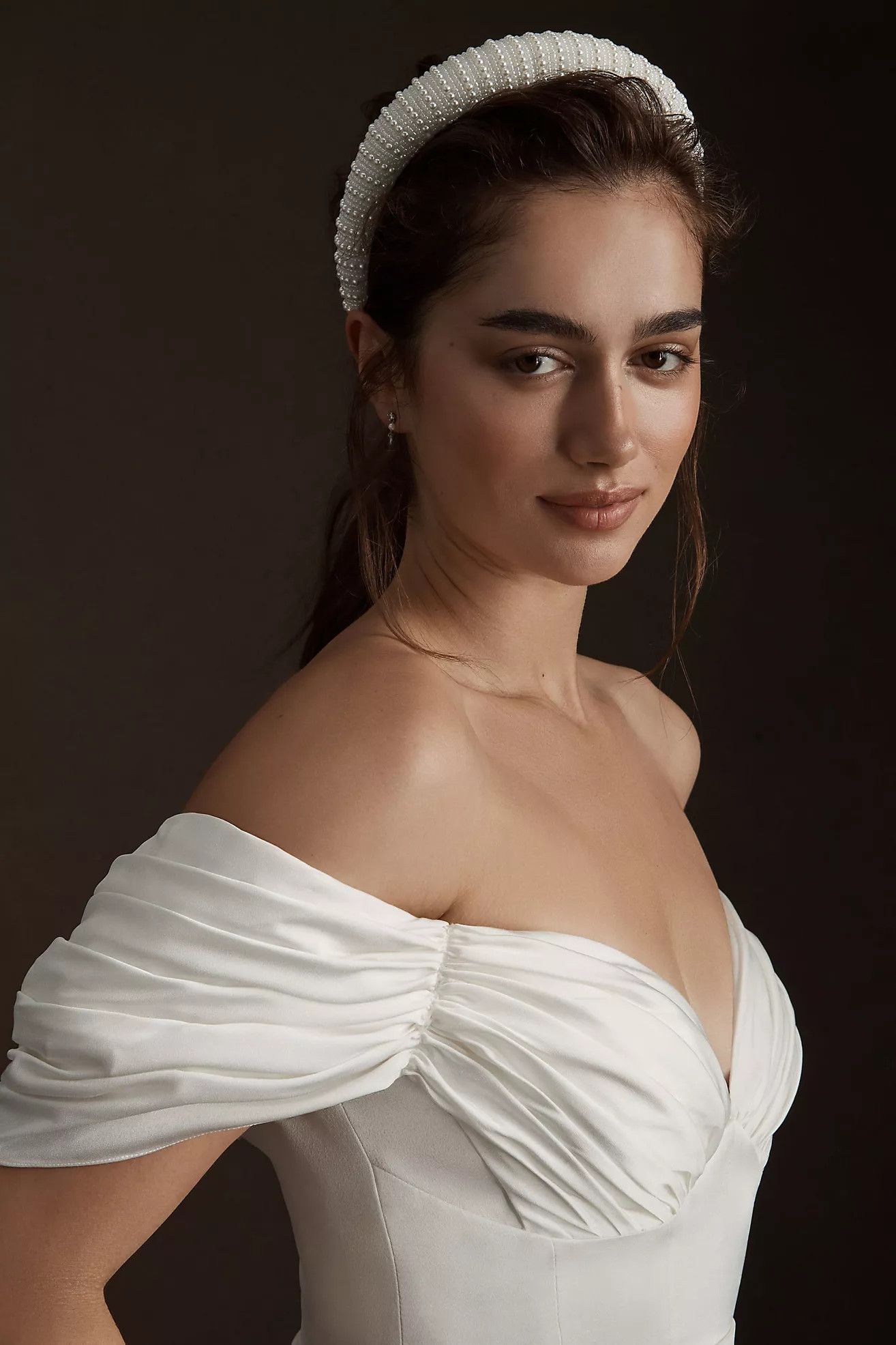 Savannah Miller Delilah Off-Shoulder Satin Wrap Wedding Gown | Anthropologie (US)