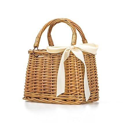 Natural Hand-Woven Rectangular Wicker Handbag Basket Purse Retro Summer Women Straw Tote (Rectang... | Amazon (US)