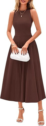 PRETTYGARDEN Women's Summer Pleated Midi Work Dress | Amazon (US)
