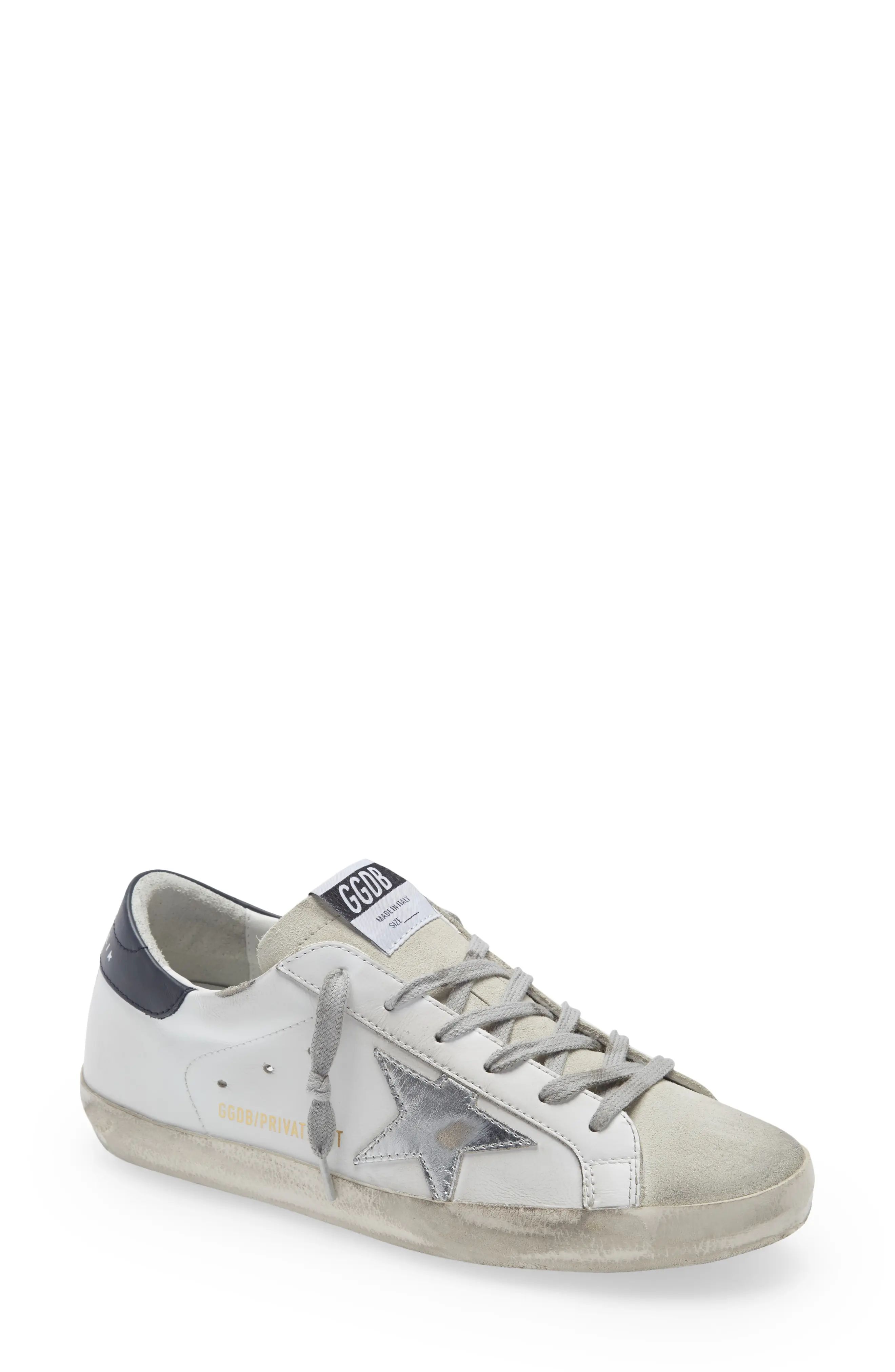 Golden Goose Super-Star Center Stage Low Top Sneaker, Size 6Us in White Leather/Silver at Nordstrom | Nordstrom