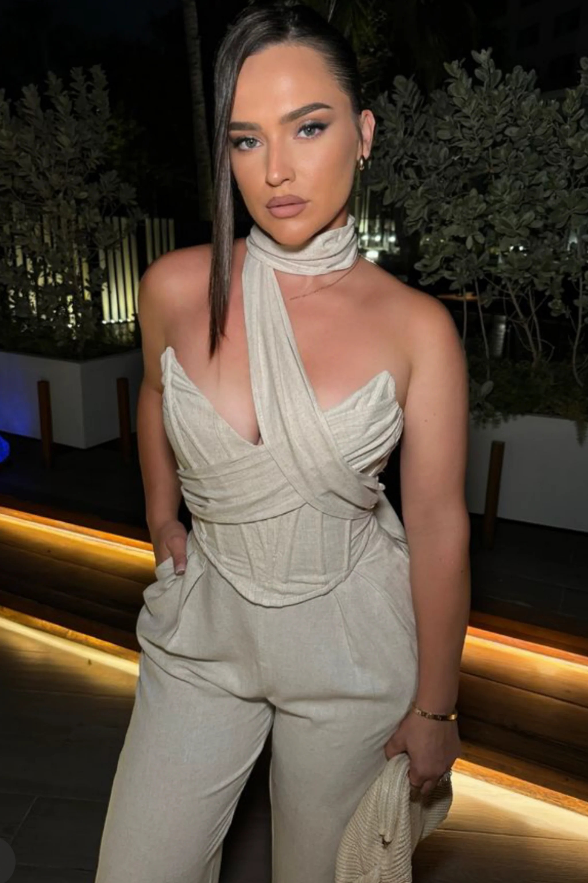 Natural Coastal Bliss Linen Bustier | JLUXLABEL