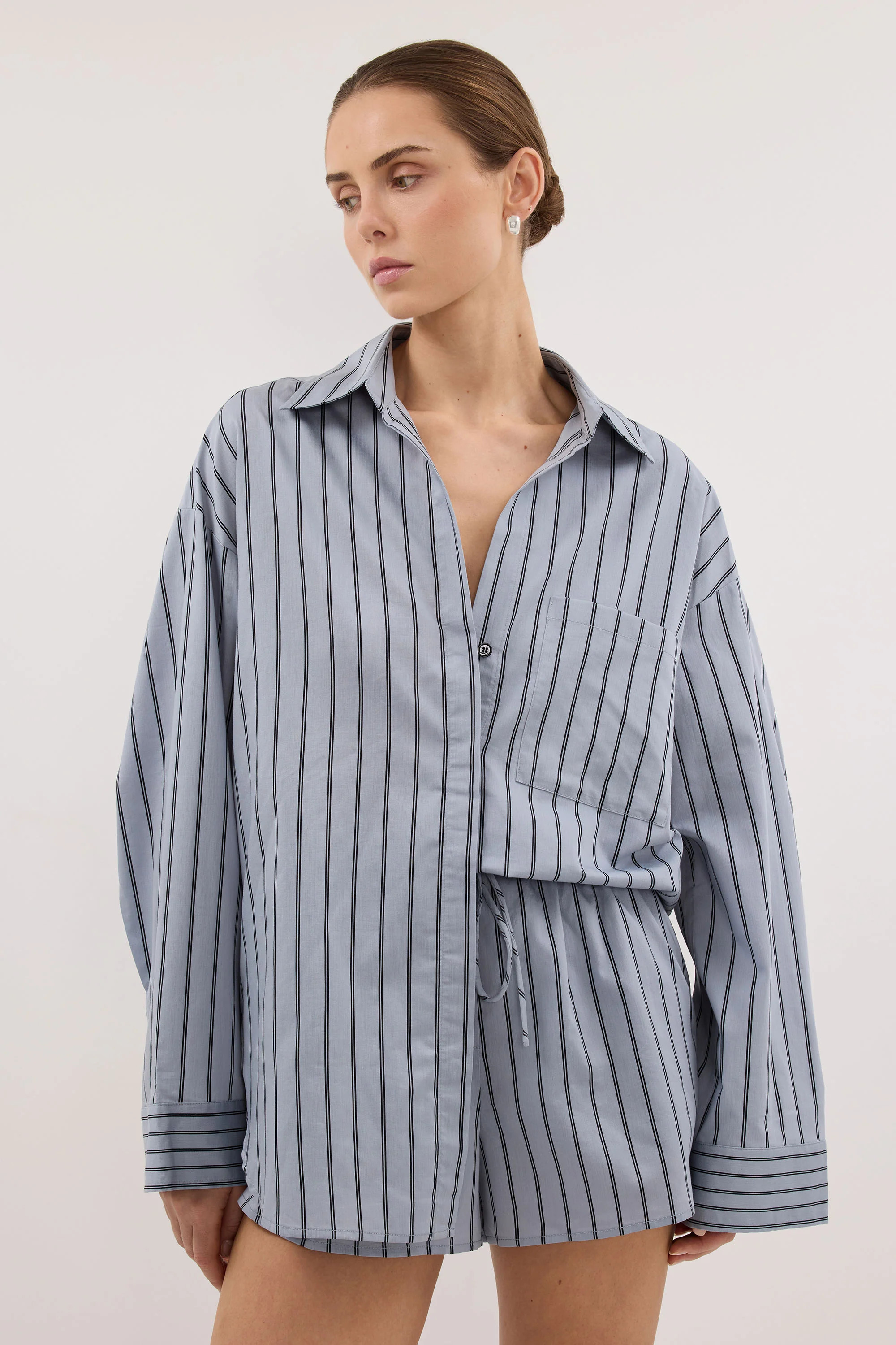 FABLE DUSTY BLUE SILK BLEND SHORT | DISSH