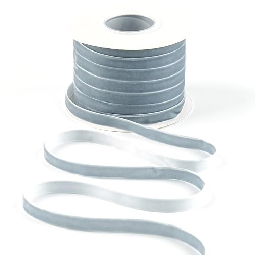 DINDOSAL Dusty Blue Velvet Ribbon 3/8 Inch Single Face Thin Antique Blue Velvet Ribbon for Gift Wrapping, Christmas Decorations, Wedding, Hair Bows, Choker, Cafts, 25 Yards | Amazon (US)