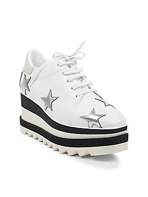 Stella McCartney Women's Star Embroidered Sneaker Wedges - White - Size 41 (11) | Saks Fifth Avenue