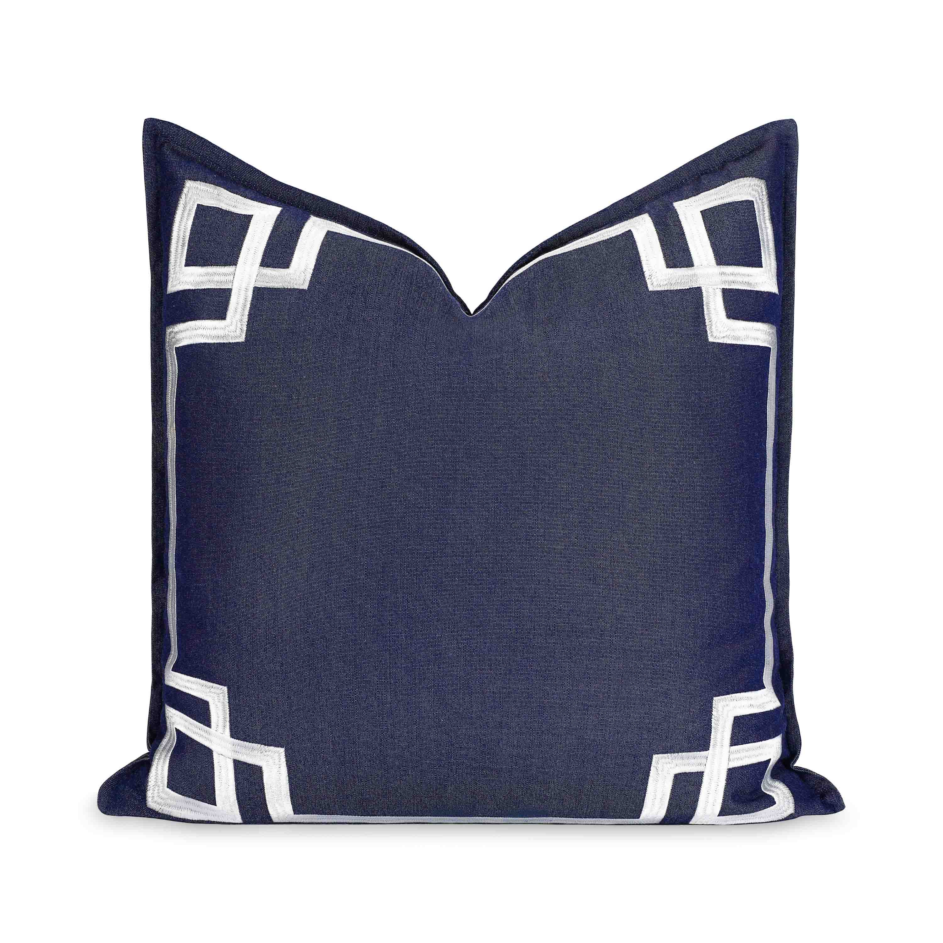 Athora, Outdoor Performance Indigo Blue Pillow Cover, with Flanged Border, 20 | Hofdeco