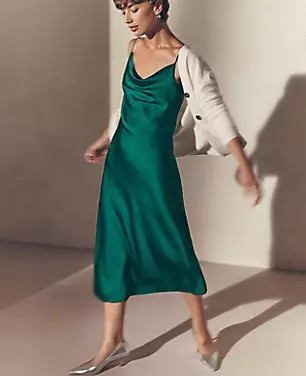 Satin Cowl-Neck Slip Dress | Ann Taylor (US)