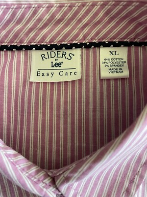 Riders by Lee Womens Size XL Pink White Striped Button Front Shirt Top  | eBay | eBay US