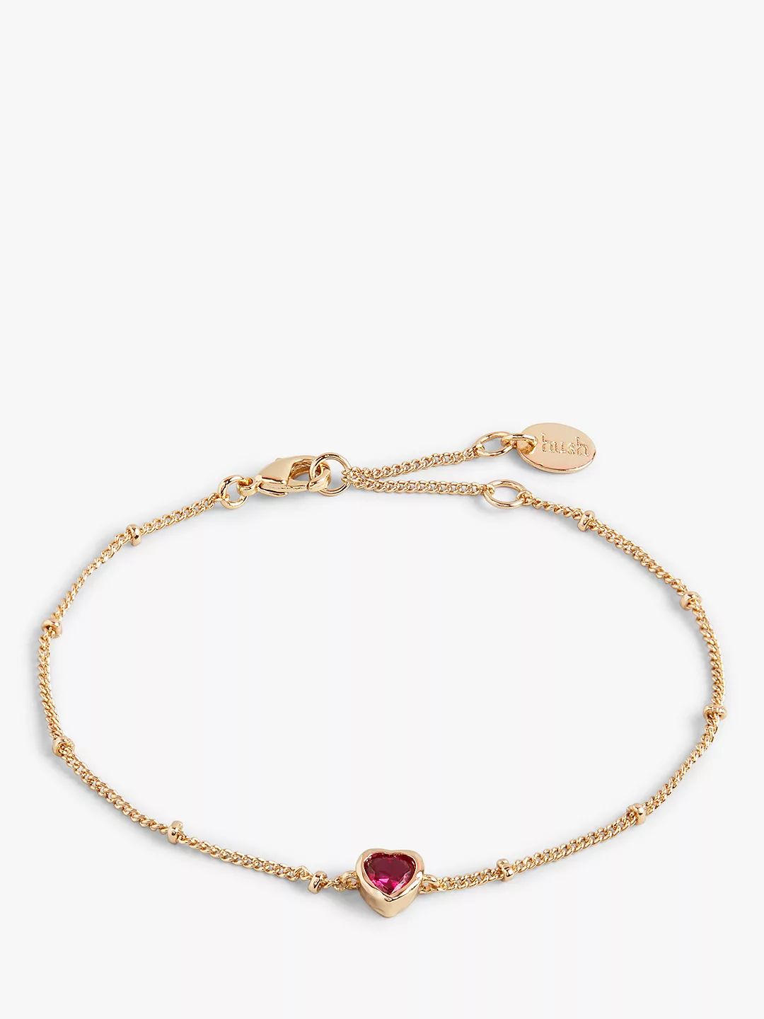 hush Love Heart Cubic Zirconia Chain Bracelet, Gold/Pink | John Lewis (UK)