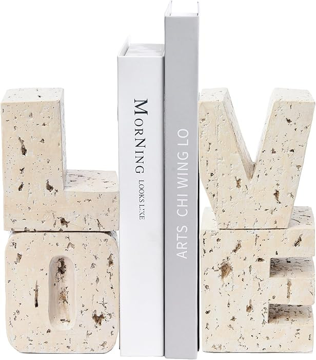 Book Ends Decorative with Love Design,Small Farmhouse Heavy Duty Bookends,Book Holders for Shelve... | Amazon (US)