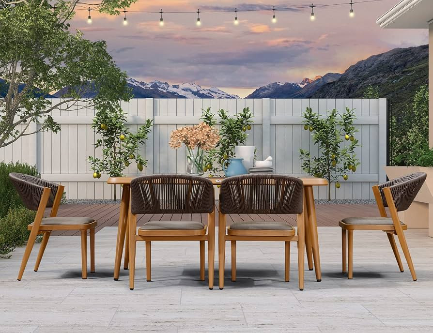 PURPLE LEAF 7 Pieces Outdoor Dining Set All-Weather Wicker Outdoor Patio Furniture with Table All... | Amazon (US)