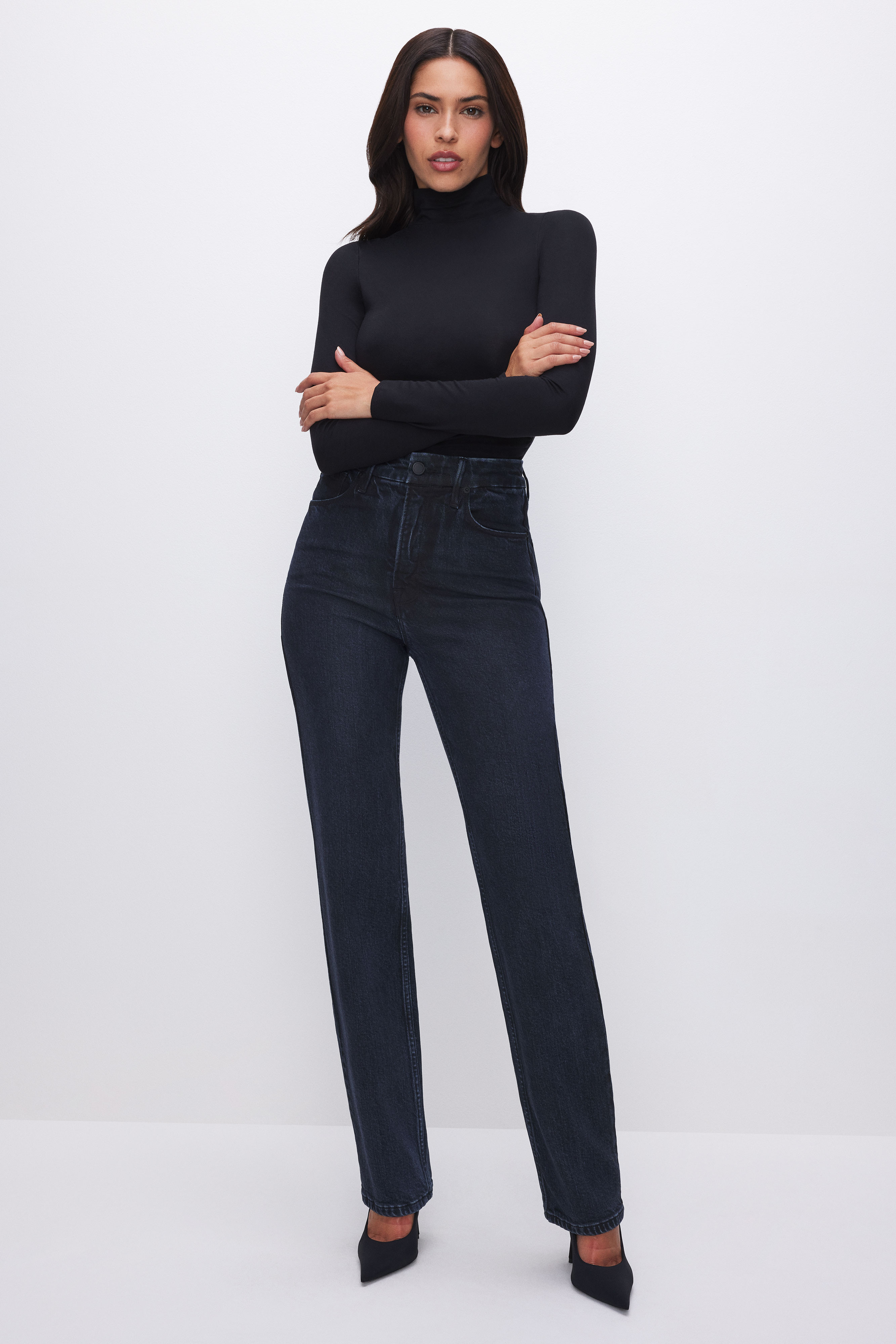 STRETCH JERSEY LONG SLEEVE TURTLENECK BODYSUIT | Good American