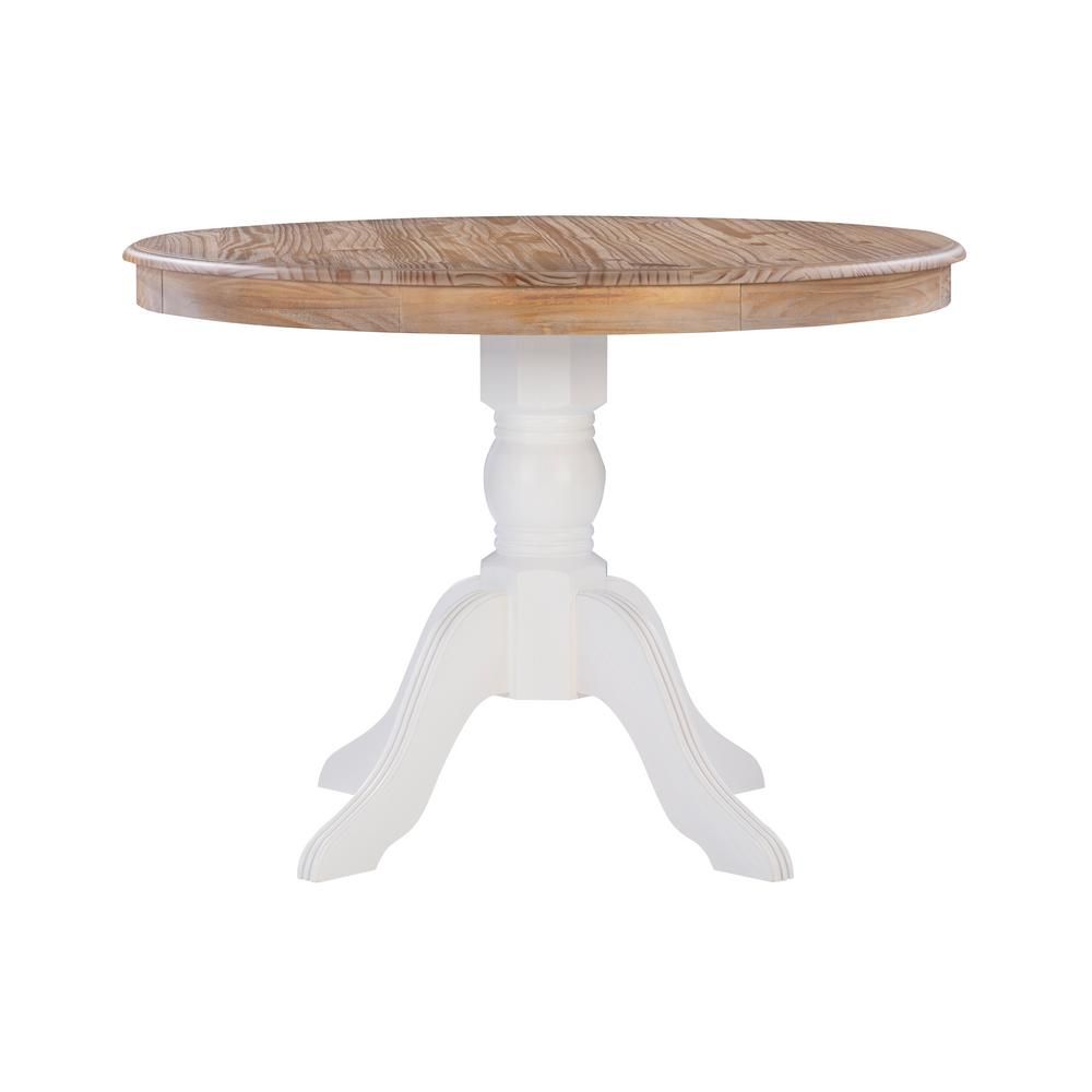 Linon Home Decor Linon Barnett White and Natural Pedestal Dining Table | The Home Depot