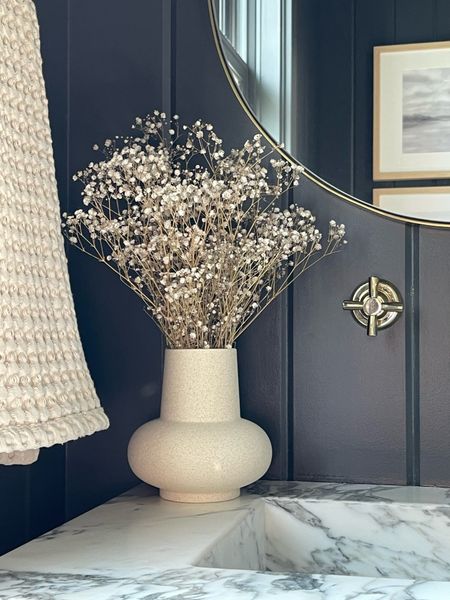 Fall decor. Bathroom decor.  Powder room decor. Dried florals. Cream textured vase for fall. Home decor 

#LTKSeasonal #LTKFind #LTKhome