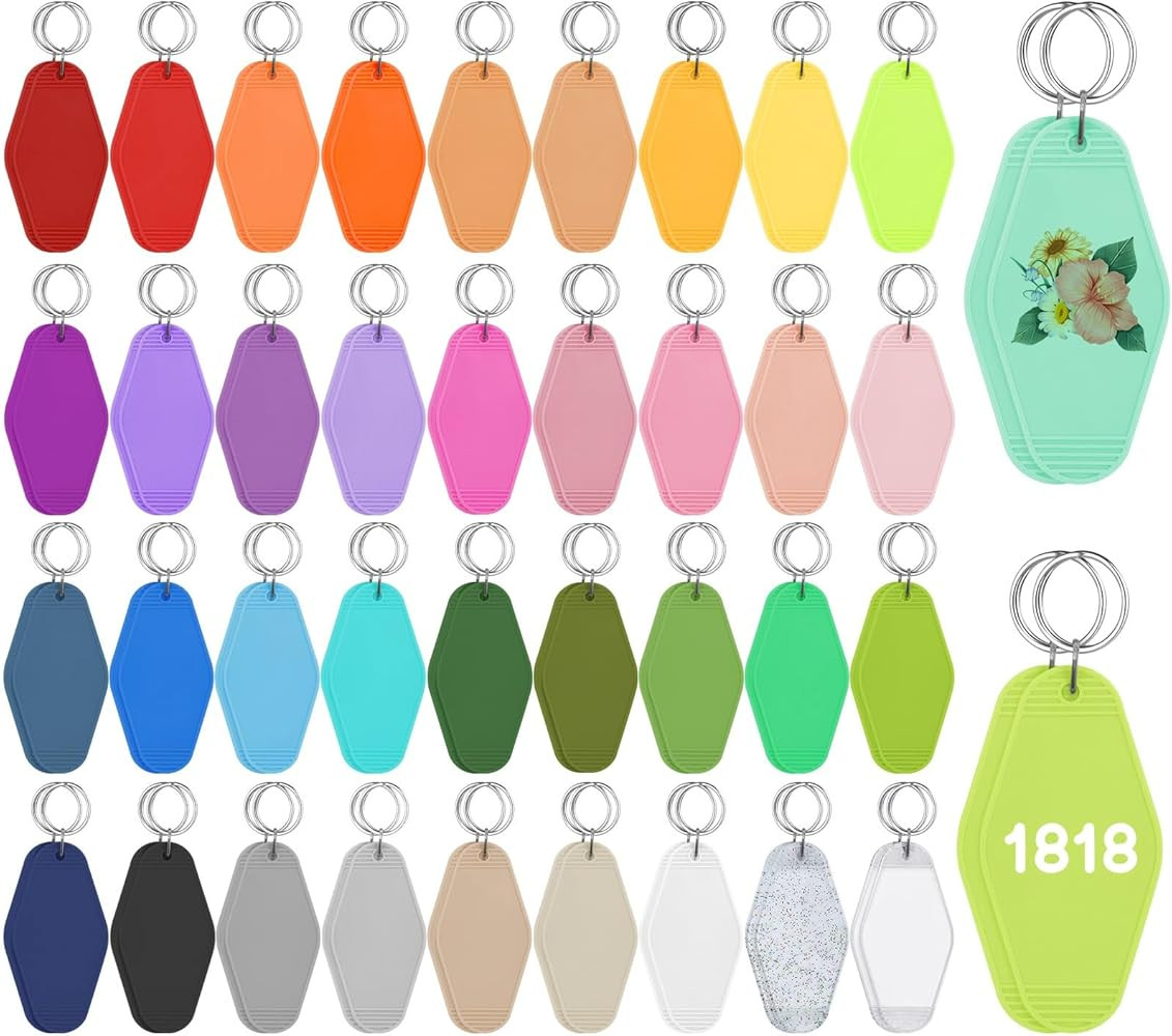 76 Pcs Motel Keychain,38 Multicolor Blank Heat Transfer Hotel Keychain,Vintage Rhombus Key Tags,H... | Amazon (US)