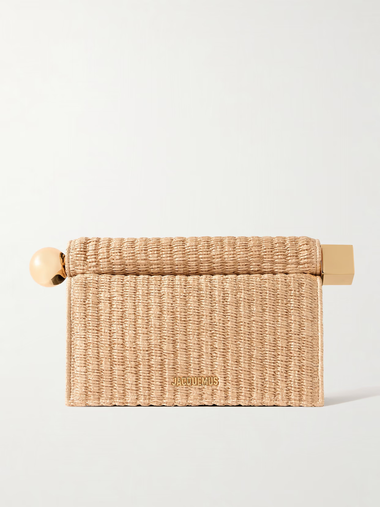 Jacquemus - Pochette Embellished Faux Straw And Leather Clutch - Neutrals | NET-A-PORTER (US)