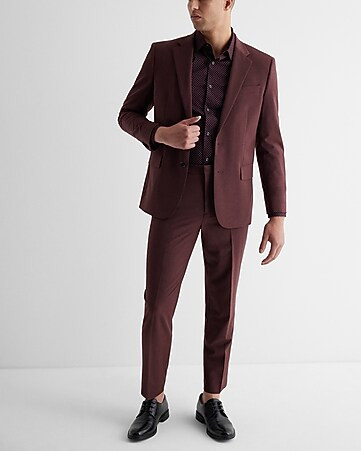 Slim Burgundy Wool-blend Modern Tech Suit | Express