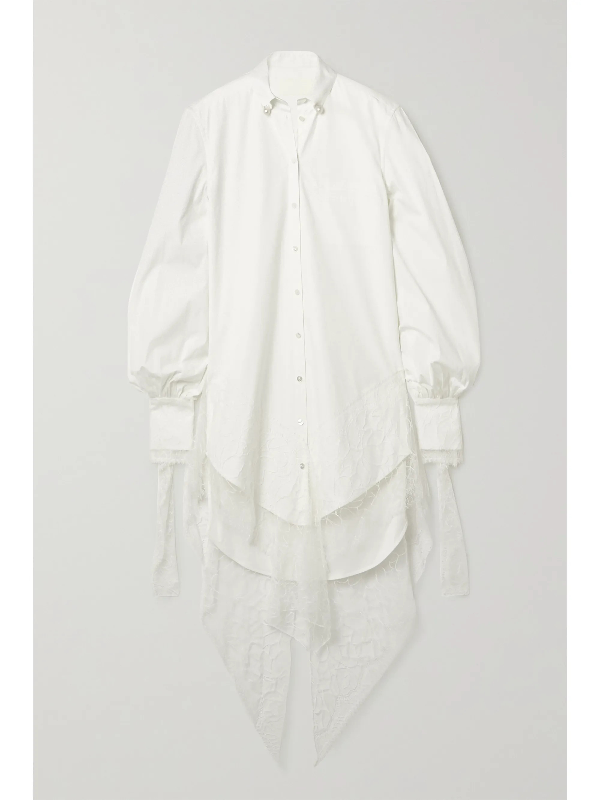Ivory Naomi lace-trimmed poplin shirt dress | Danielle Frankel | NET-A-PORTER | NET-A-PORTER (UK & EU)