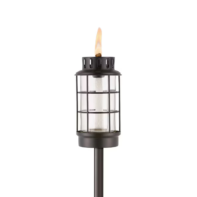 TIKI 64-in Black Metal with Glass Garden Torch | Lowe's