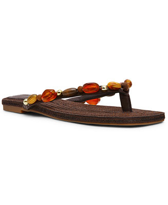 Women's Marble Embellished Square Toe Thong Sandals | Macy's