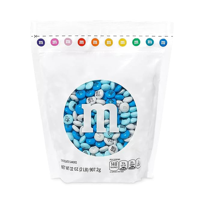 M&M'S World It's A Boy Milk Chocolate Candy 2lb Bag with White and Blue M&M'S for Baby Boy Shower... | Amazon (US)