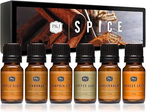 P&J Trading Spice Set of 6 Premium Grade Fragrance Oils - Cinnamon, Harvest Spice, Apple Cider, C... | Amazon (US)