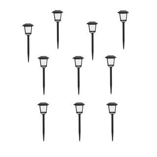 Hampton Bay Terrace Park 10 Lumen Black LED Weather Resistant Outdoor Solar Path Light with Plast... | The Home Depot