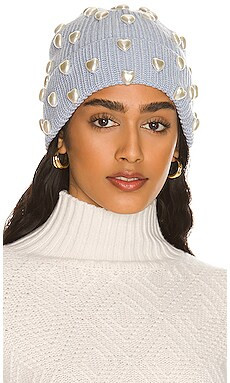 Lele Sadoughi Pearl Heart Beanie in Carolina Blue from Revolve.com | Revolve Clothing (Global)
