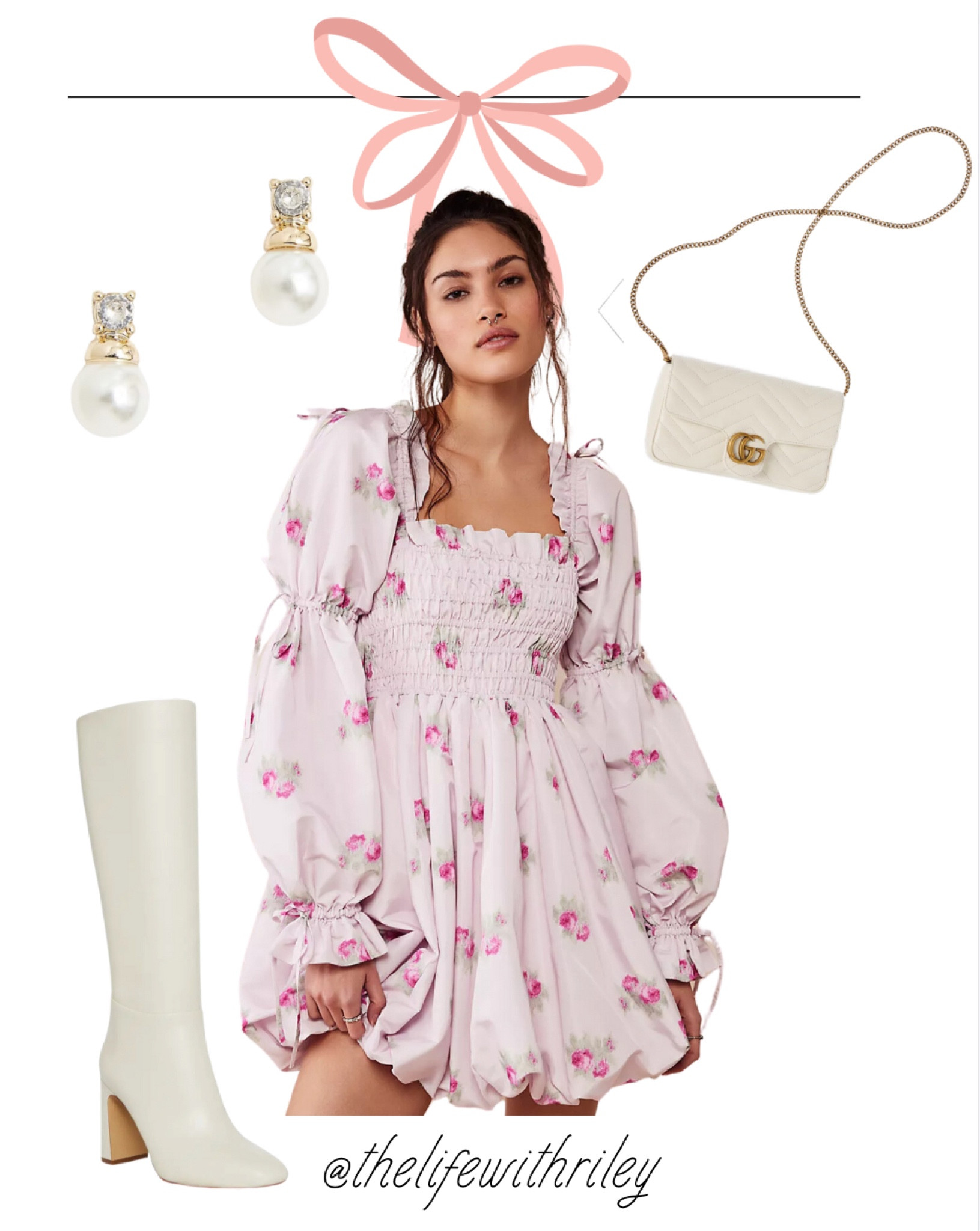 Girlie winter outfit 

Floral dress, pink dress, white boots, white bag, pearl earrings 

#LTKHoliday #LTKSeasonal #LTKstyletip