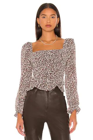 ASTR the Label Tonina Top in Brown Ivory Ditsy from Revolve.com | Revolve Clothing (Global)