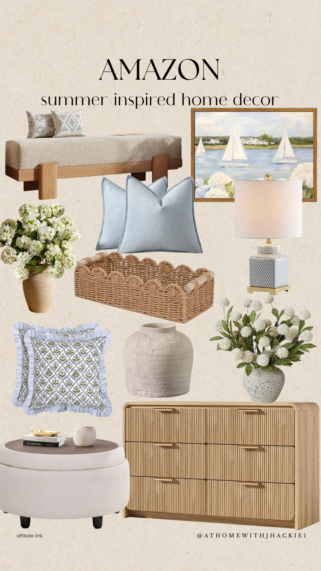 AMAZON SUMMER INSPIRED HOME DECOR, amazon summer home decor, coastal home decor, organic modern decor, summer inspired interiors, neutral home decor, woven decor accents, scalloped basket, blue throw pillows, coastal wall art, sailboat painting, rattan decor, textured vase, ottoman coffee table, summer living room decor, organic modern bedroom, amazon home finds, affordable home decor, designer look for less, neutral summer styling, cozy coastal decor, light blue accents, modern coastal home, home styling inspiration, amazon decor finds, elevated affordable decor

#LTKSeasonal #LTKHome