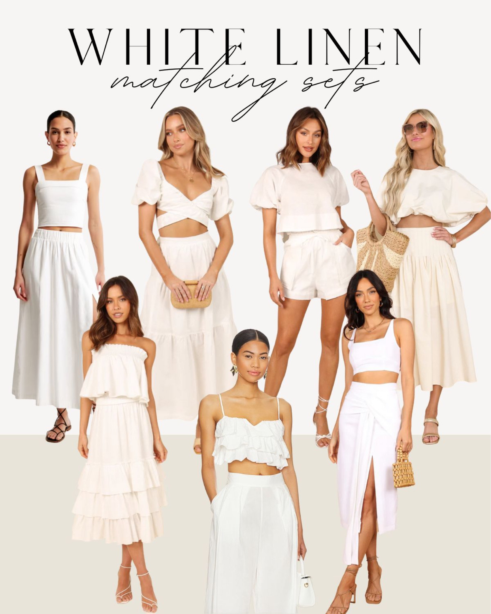 White linen sets - white maxi skirt - coastal cowgirl - beach photoshoot outfits - resort outfits - honeymoon outfits for brides - bachelorette party outfits for the bride - white matching sets - linen tops - boho outfits for spring and summer 


#LTKwedding #LTKSeasonal #LTKunder100