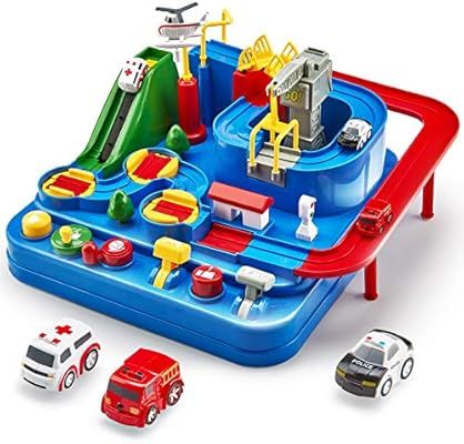 CubicFun Race Tracks for Boys Car Adventure Toys for 3 4 5 6 7 8 Year Old Boys Girls, City Rescue... | Amazon (US)