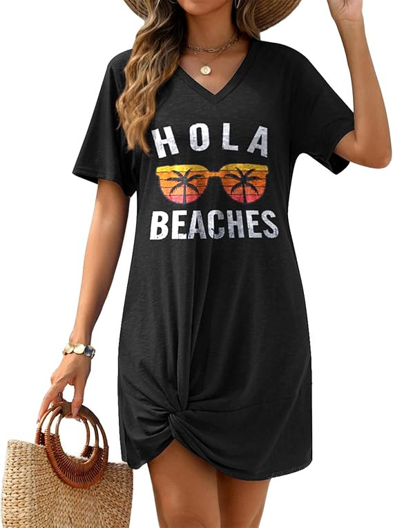 AI'MAGE Swimsuit Cover Ups for Women Short Sleeve Bathing Suit Coverup Casual Bikini Swimwear Bea... | Amazon (US)