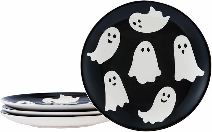 Bico White Ghost Halloween Salad Plates Set of 4, 8.75 Inch Ceramic Dessert Plates for Salad, App... | Amazon (US)