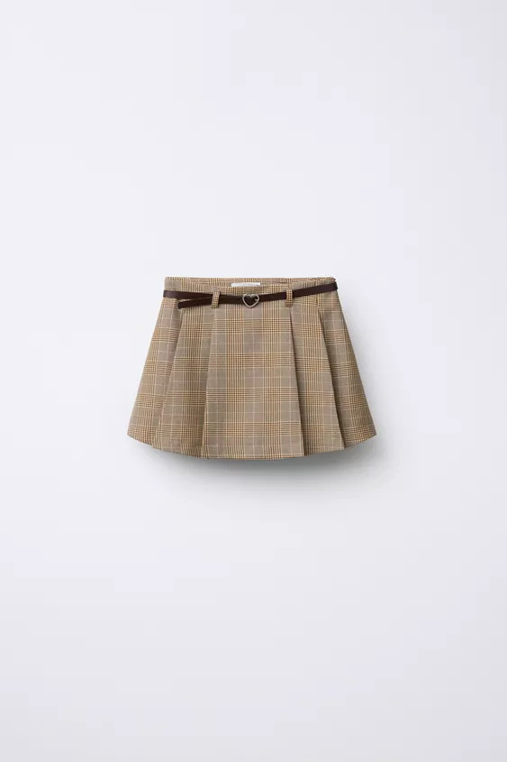 PLAID BELTED SKORT | Zara US