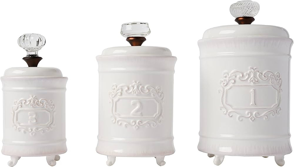 Mud Pie Kitchen Canister (Set of 3), White | Amazon (US)