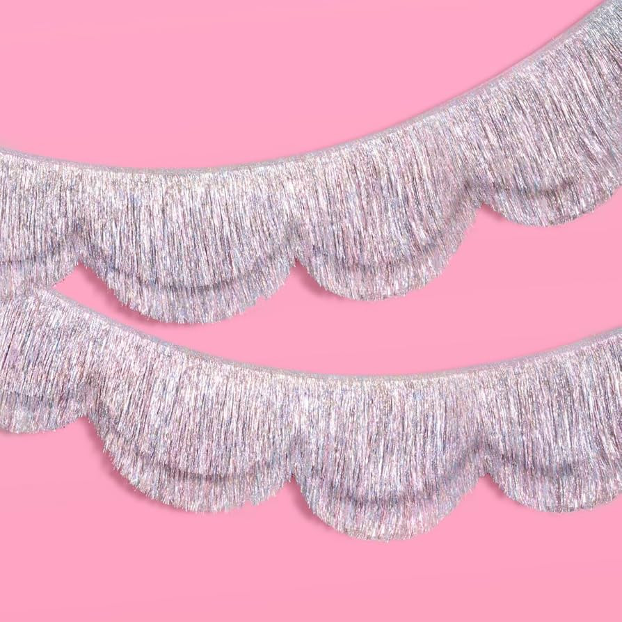 xo, Fetti Silver Iridescent Scalloped Fringe Banner - 6 Ft. | Bachelorette Party Decorations, Bir... | Amazon (US)