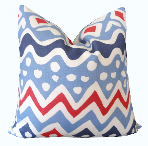 Red White and Blue Quadrille Pillow Cover 18 20 | Etsy | Etsy (US)